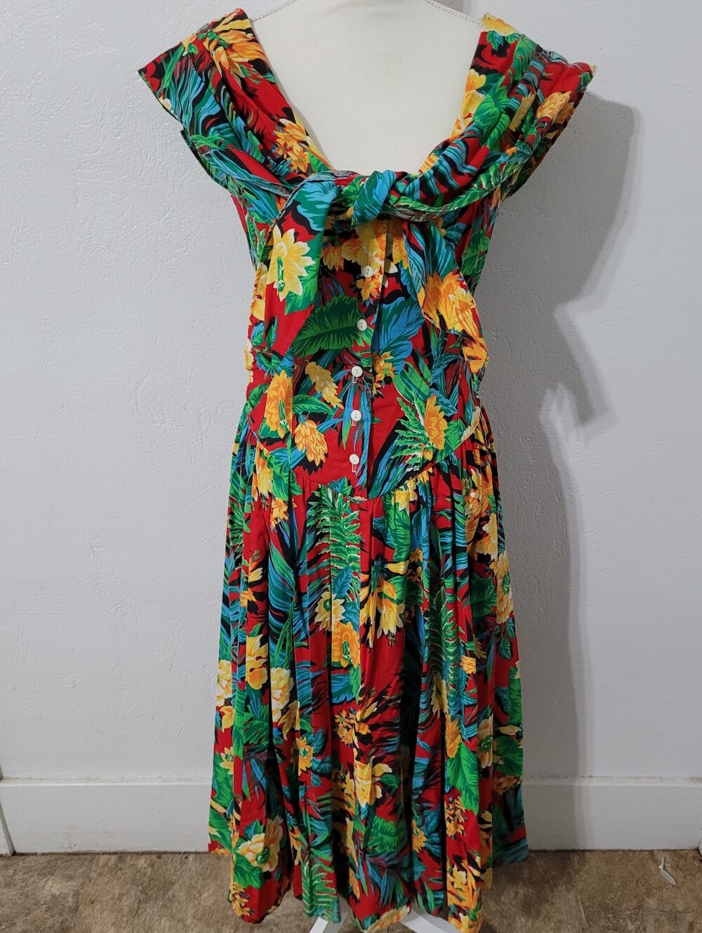 Vintage Tropical Floral  100% Cotton Dress